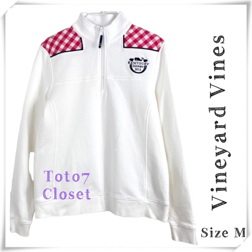 VINEYARD Vines 1/4 Zip Gingham Shoulders Seersucker Shoulder Shep Shirt in White